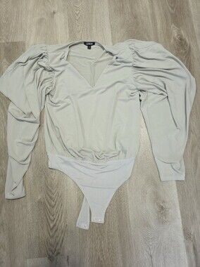 Express Light Gray NWOT Crewneck Long Sleeve Bodysuit